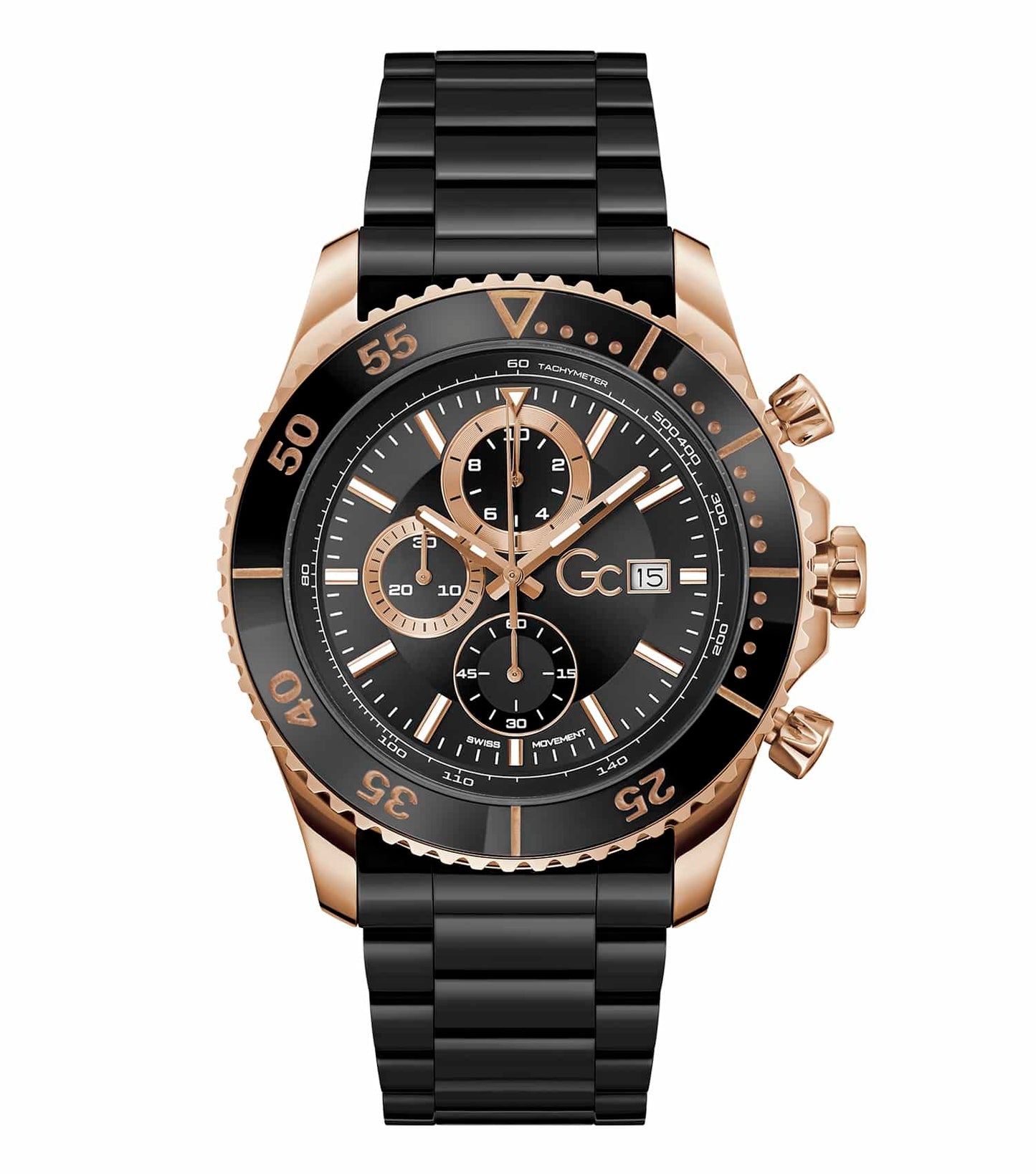 Elegant brown-toned GC watch with a metallic finish, viewed at a 45-degree angle, highlighting its sophisticated design and brand excellence.