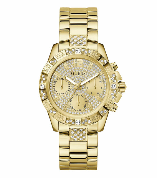 GUESS brand watch in None color, showcasing a sophisticated dial and sleek design, viewed from a slight side angle, adding elegance.