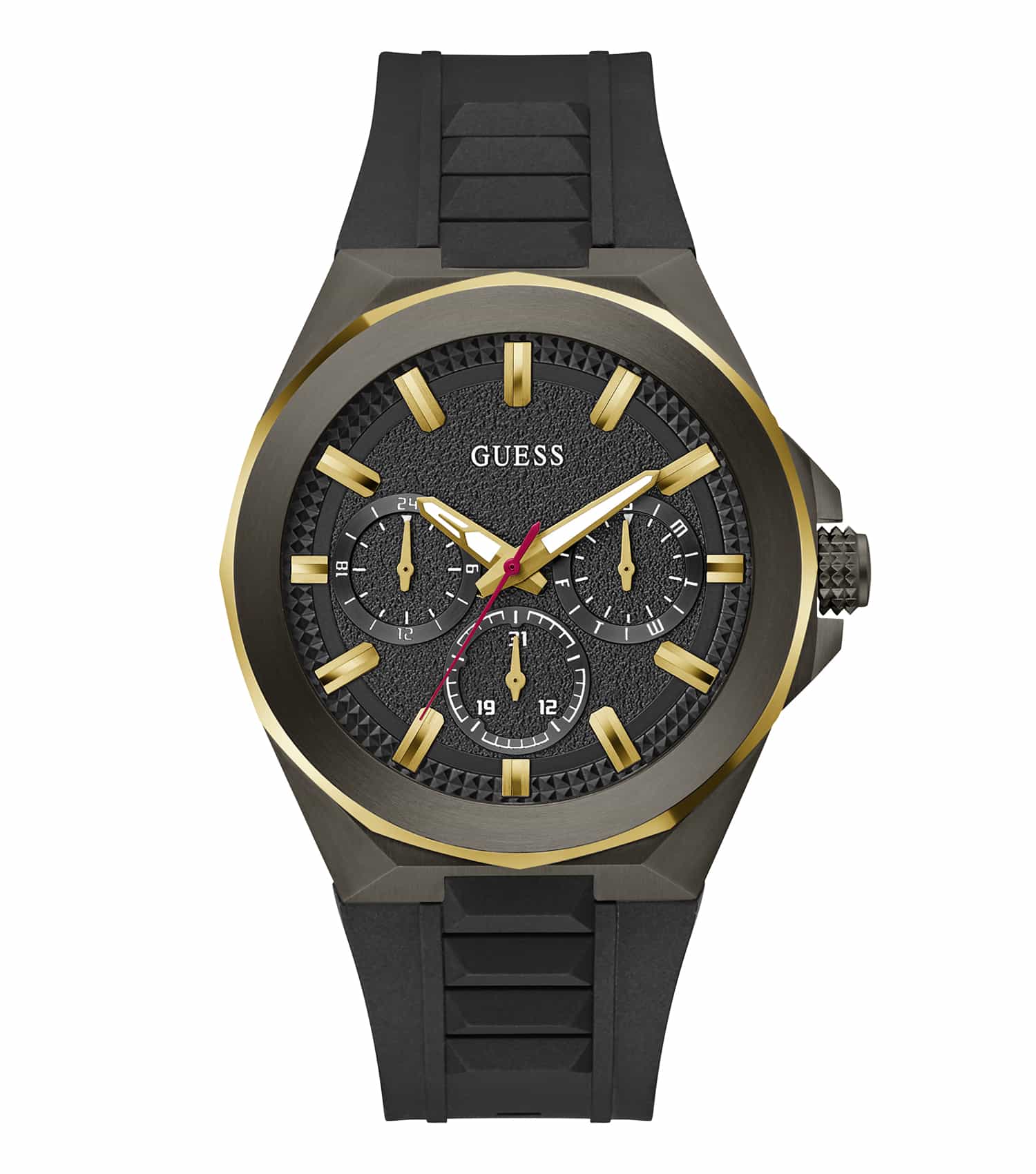 Guess watch in none color showcasing a minimalist dial and sleek strap with side angle view, embodying timeless elegance