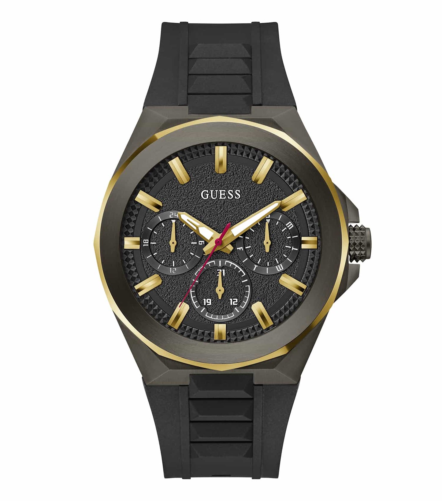 Guess watch in none color showcasing a minimalist dial and sleek strap with side angle view, embodying timeless elegance