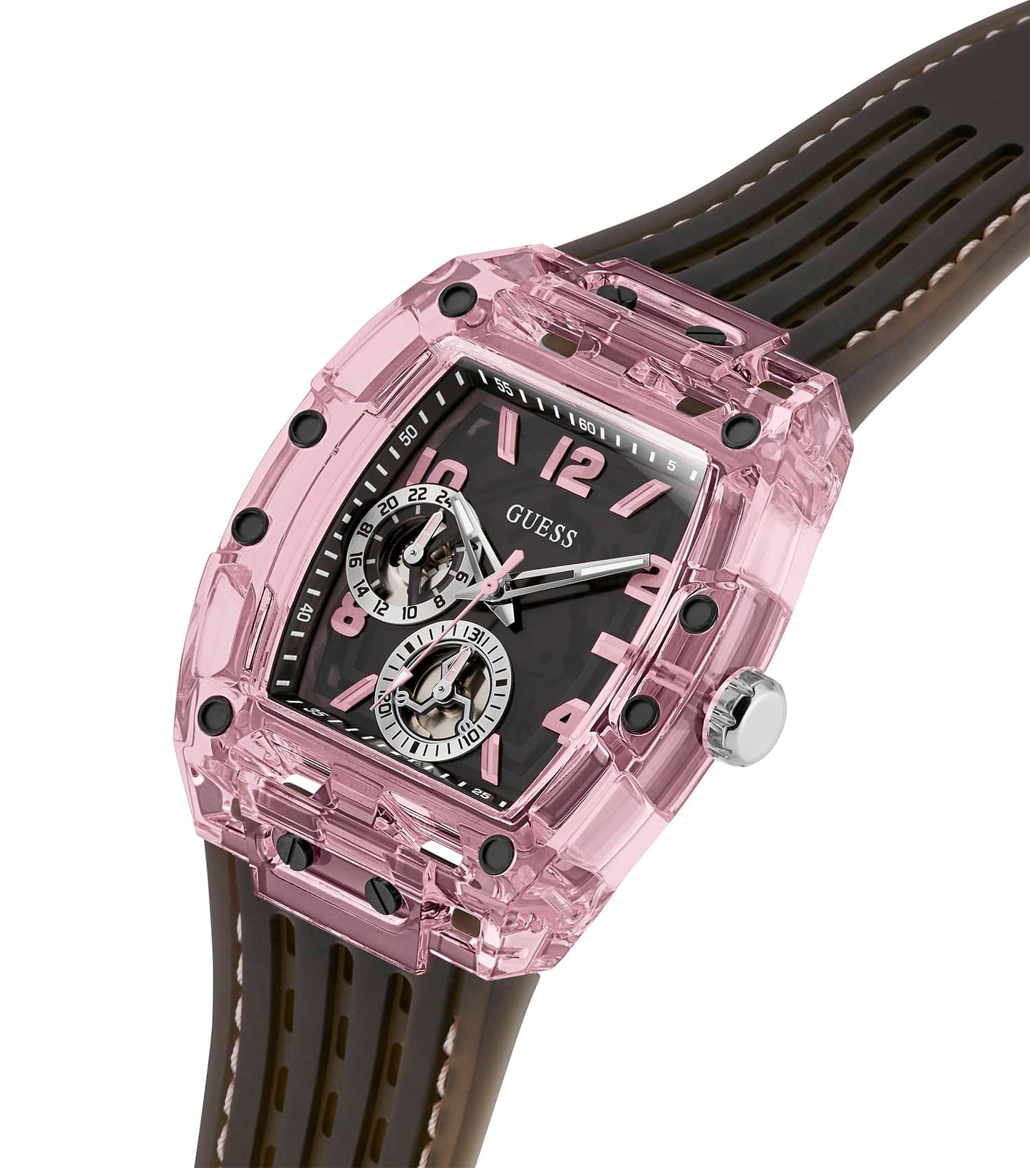 MEN SPORTING PINK QUARTZ WATCH 42 MM