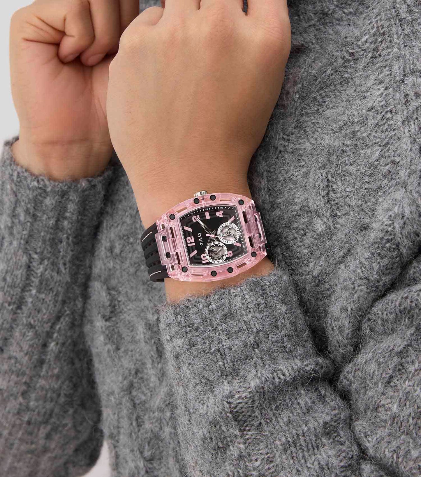 MEN SPORTING PINK QUARTZ WATCH 42 MM