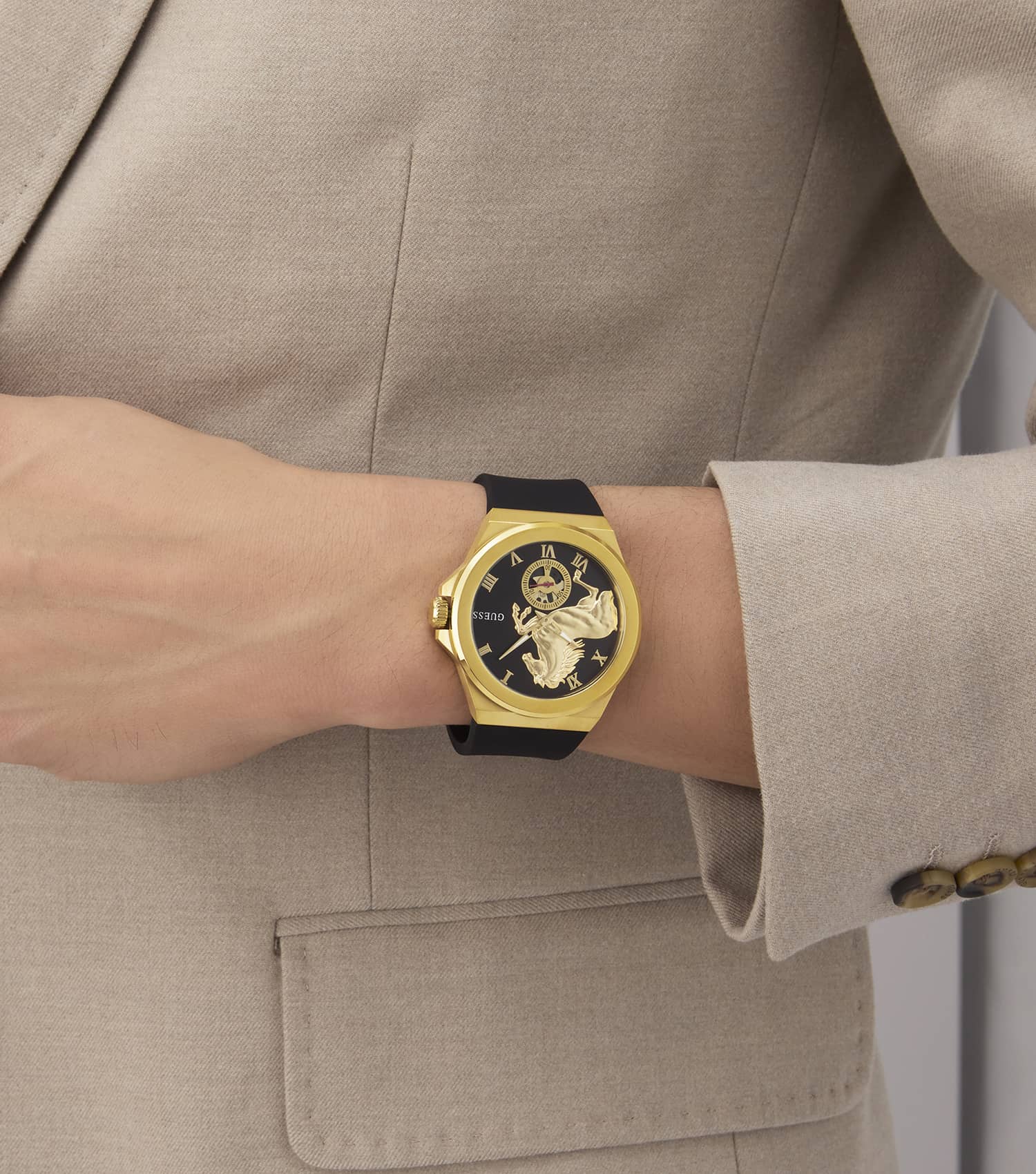 MEN VINYL QUARTZ WATCH 44 MM