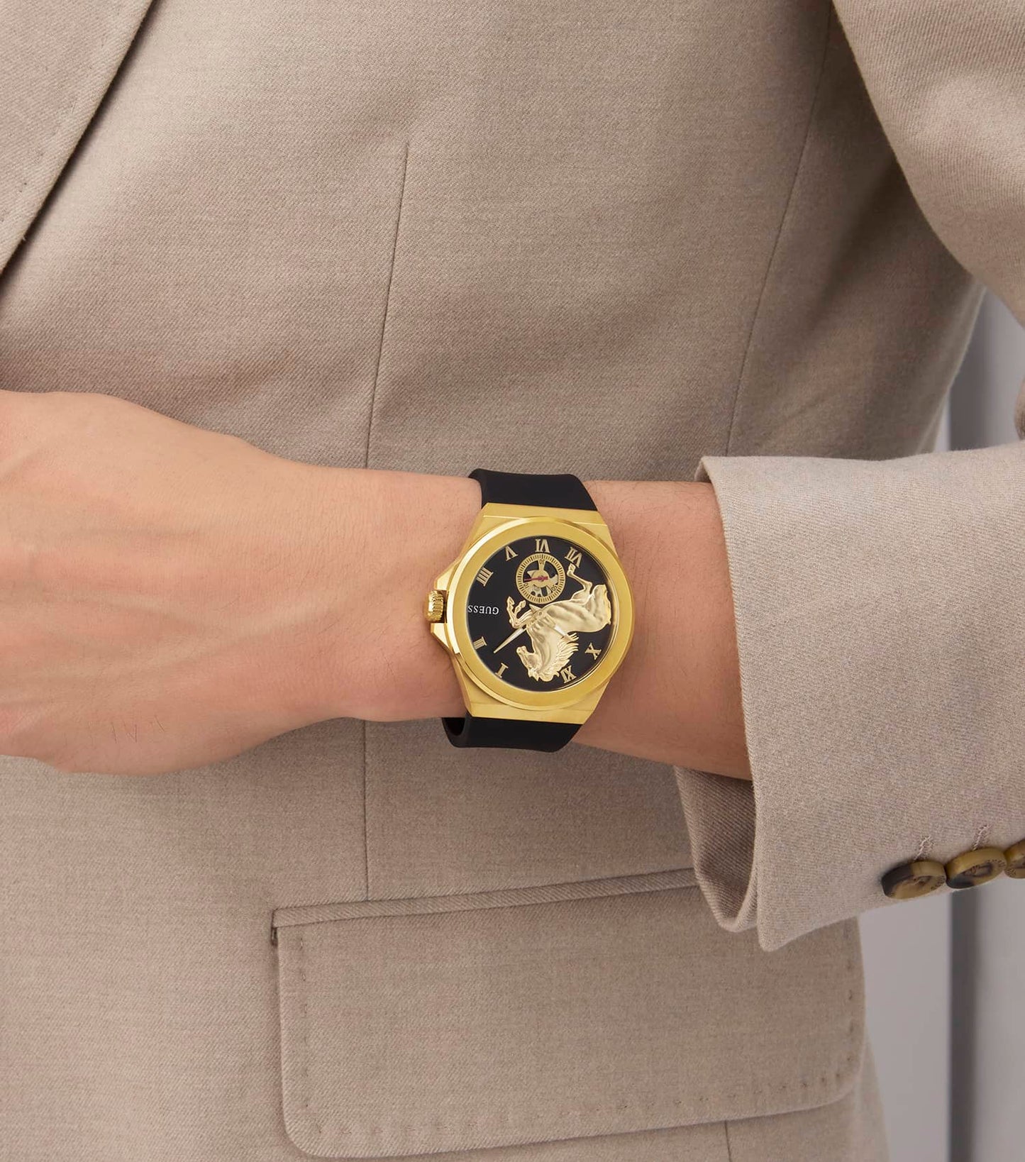 MEN VINYL QUARTZ WATCH 44 MM