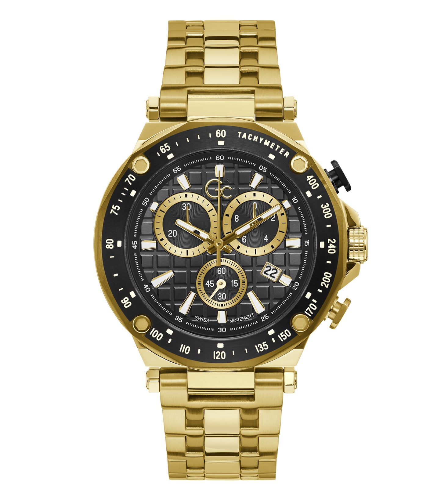 Gc watch in sophisticated quartz color; angled view showcasing detailed face design, elegant strap, and intricate craftsmanship.