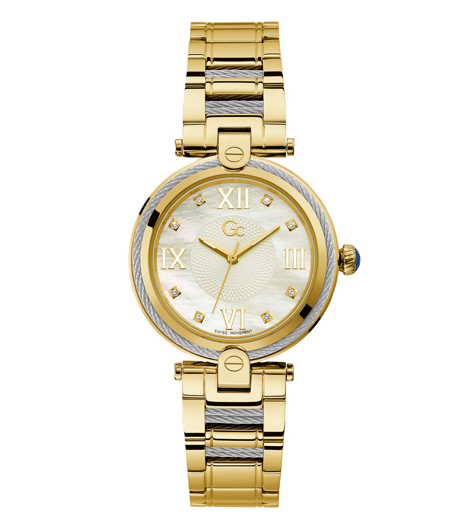 Gc watch, elegant None color design with detailed face, at a 45-degree angle, showcasing luxury and precision craftsmanship.