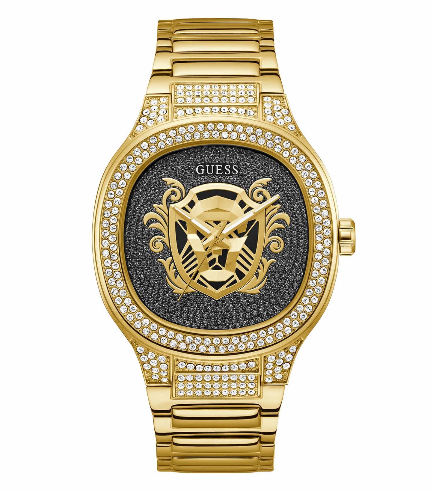 Passionate Guess watch in quartz black color, showcasing its elegant face and detailing, angled slightly to the left.