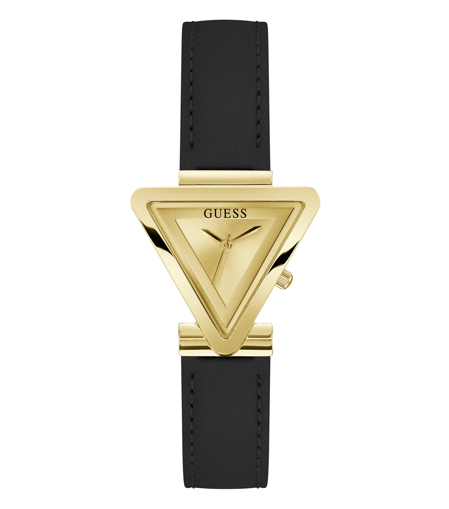 Guess Watch GW0548L3 with a sleek steel-blue finish, elegantly positioned at a 34-degree angle against a soft background.