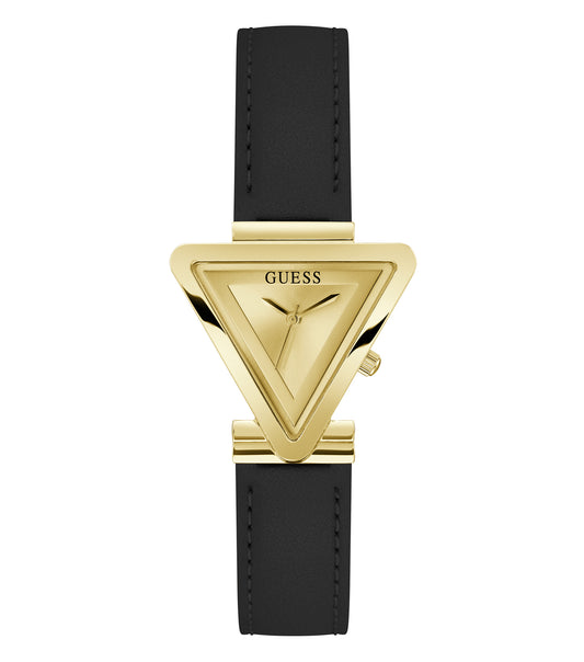 Guess Watch GW0548L3 with a sleek steel-blue finish, elegantly positioned at a 34-degree angle against a soft background.