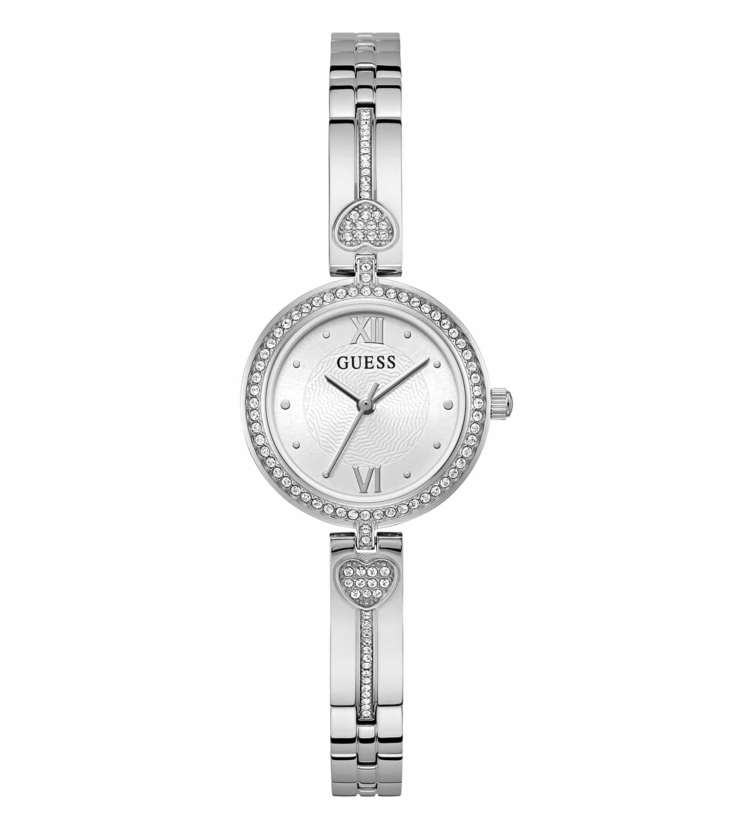 Elegant Guess Watch GW0655L1 in quartz color, showcased at a 45-degree angle, exuding sophistication and sleek design.