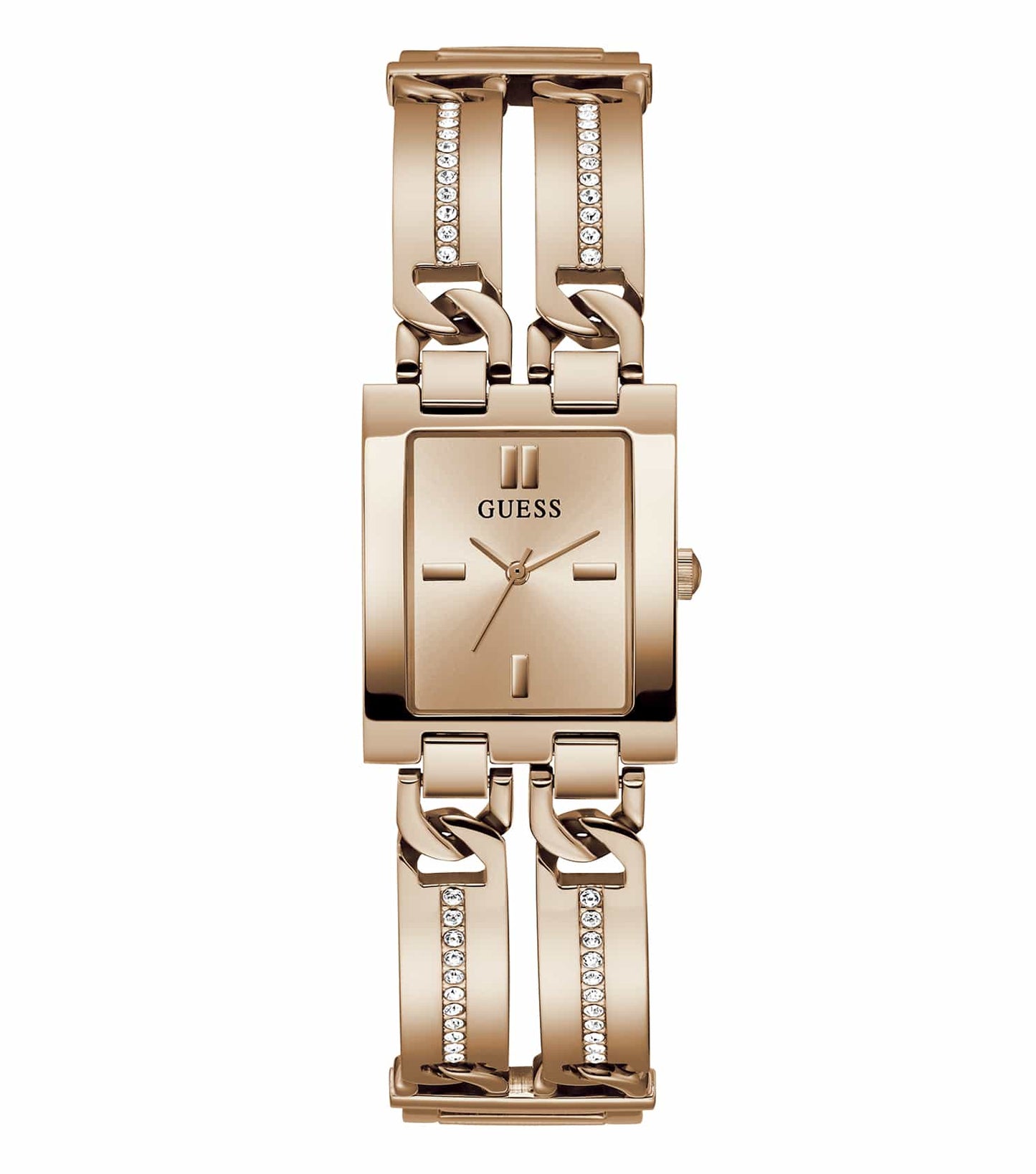 Fashionable Guess watch in elegant MOD color, showcasing a sleek design at a dynamic angle, highlighting subtle metallic accents.