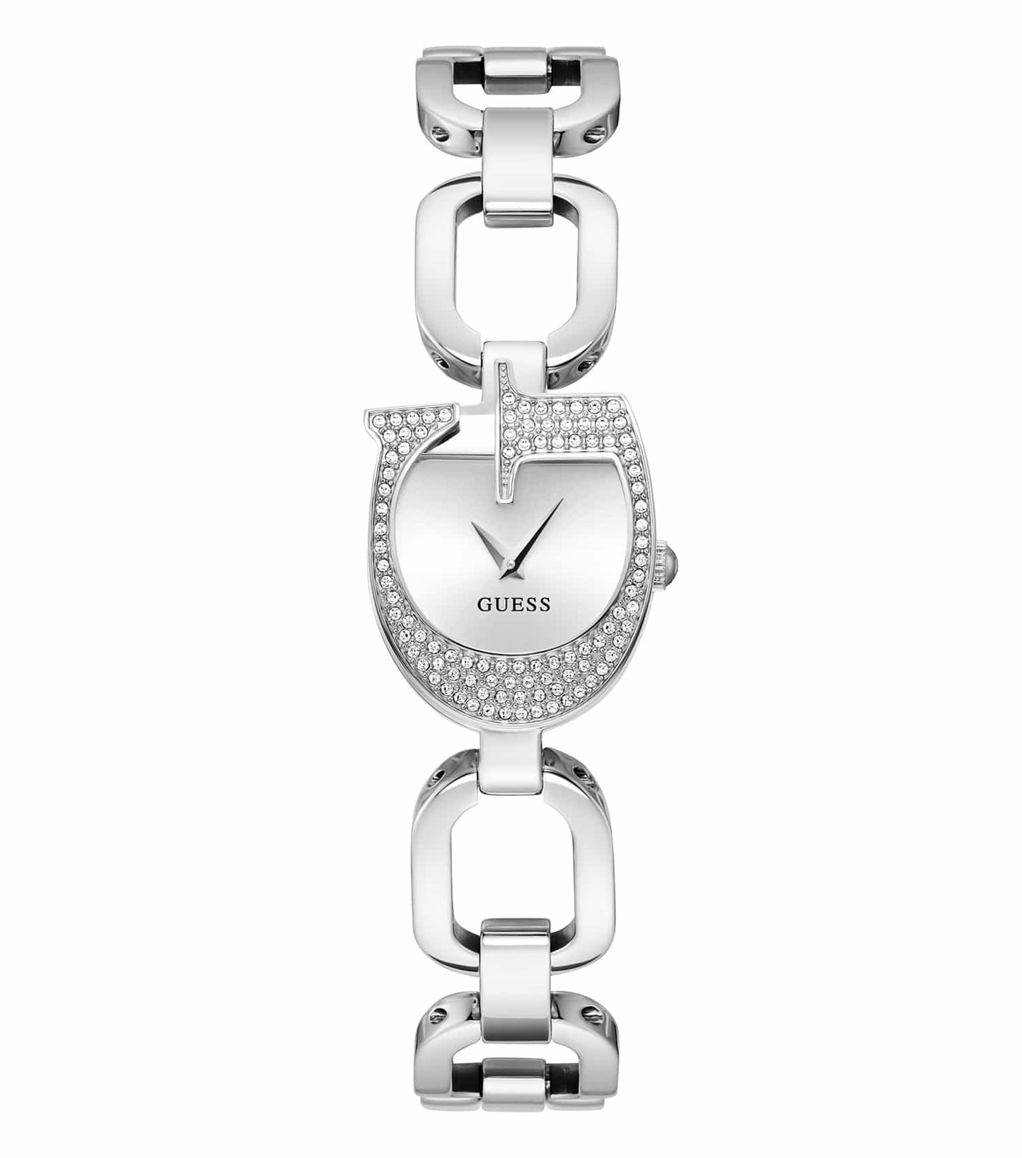 Guess Quartz color watch, close-up side angle, showcasing intricate dial details and elegant strap, perfect for fashion enthusiasts.