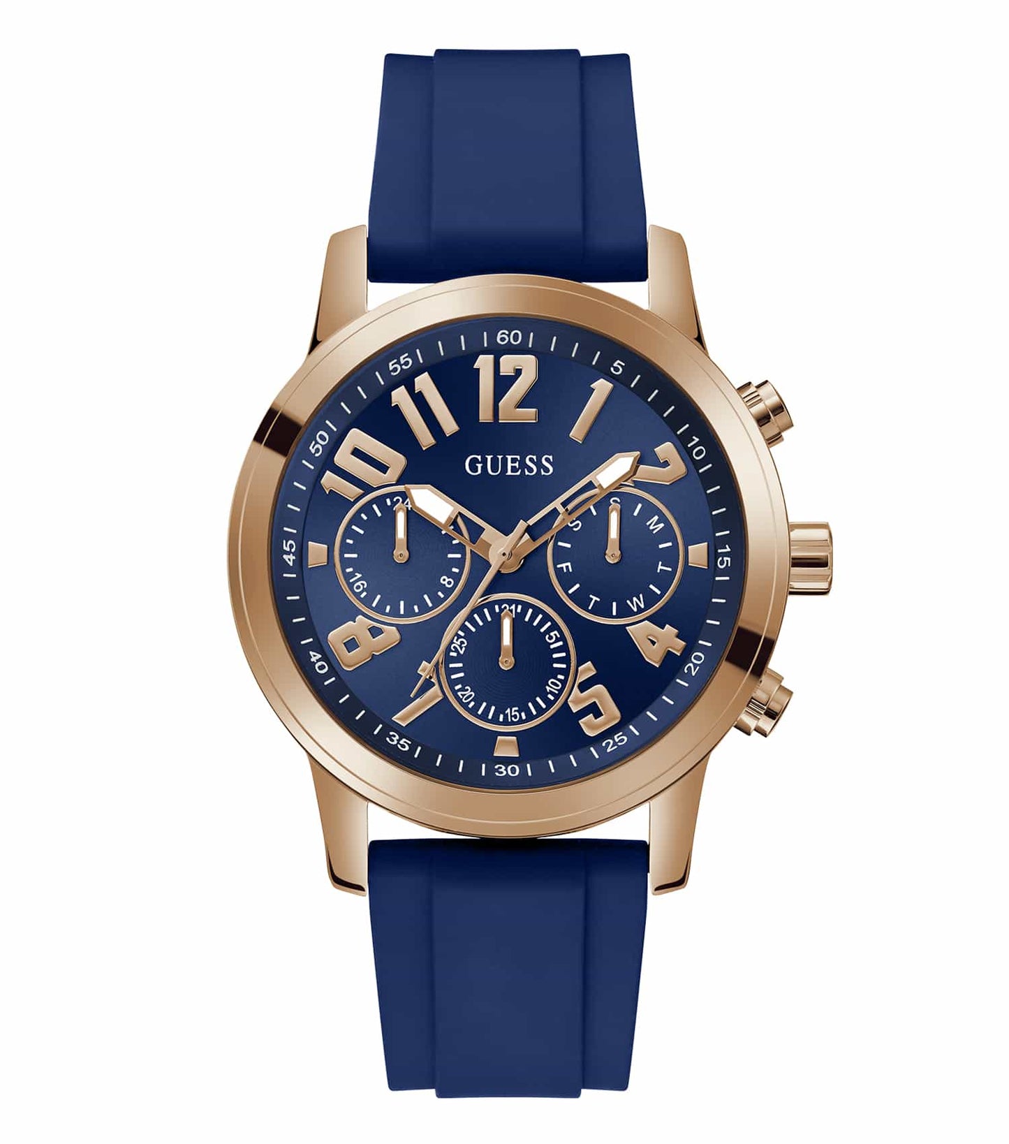 Guess watch in seamless none color, highlighting elegant design and branding, side angle showcasing intricate details.