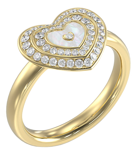 Elegant Guess Jewellery gold ring, side profile view, showcasing its sleek, modern design and luxurious golden hue for fashion lovers.