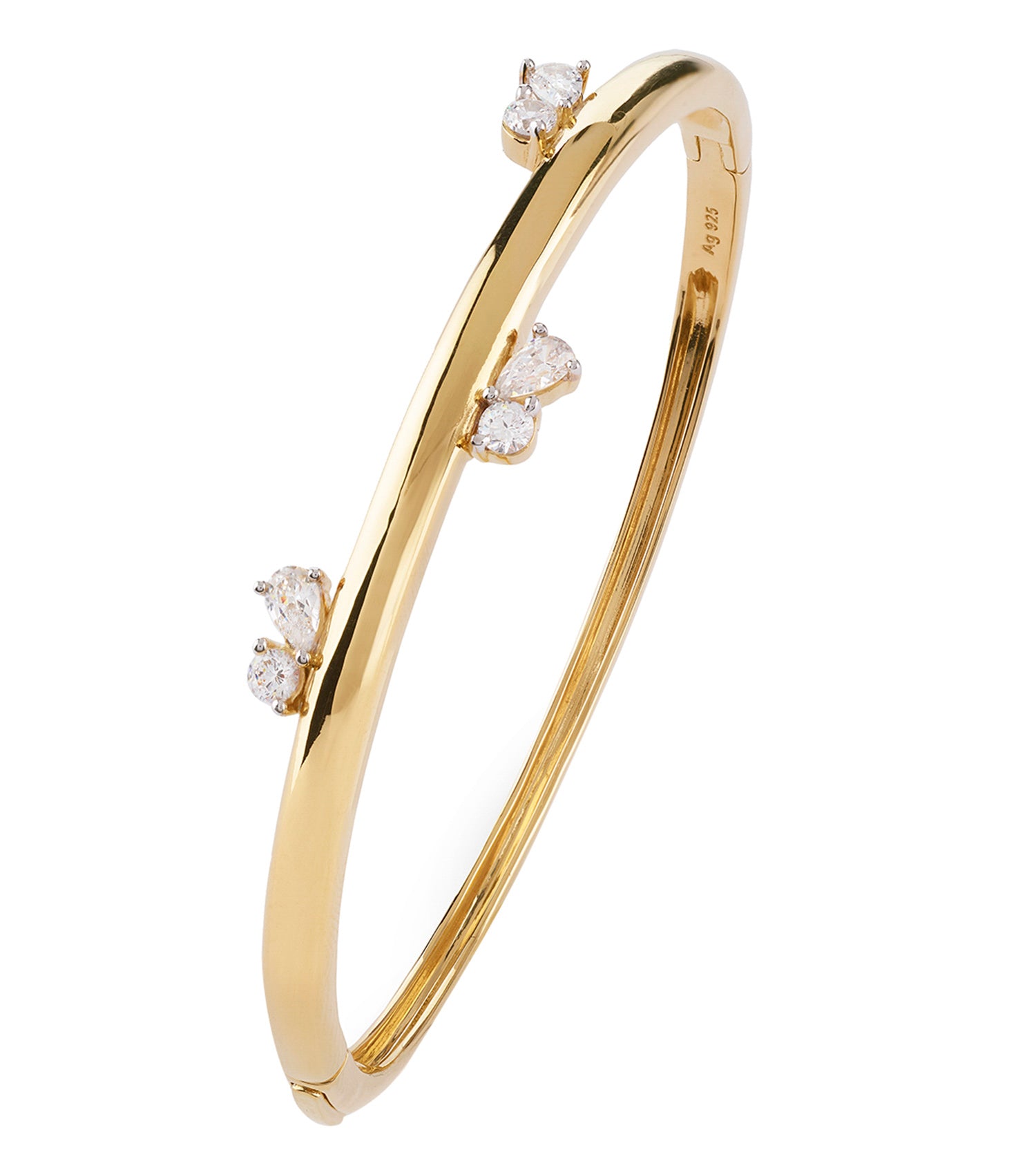 Stylish Guess Jewellery gold bracelet, elegantly captured in a side angle, showcasing its sleek design and shining finish.