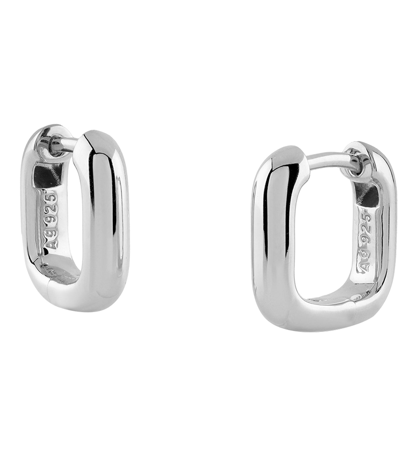 Silver Guess Jewellery earrings displaying intricate design, angled elegantly to showcase their lustrous shine, ideal for chic styling.