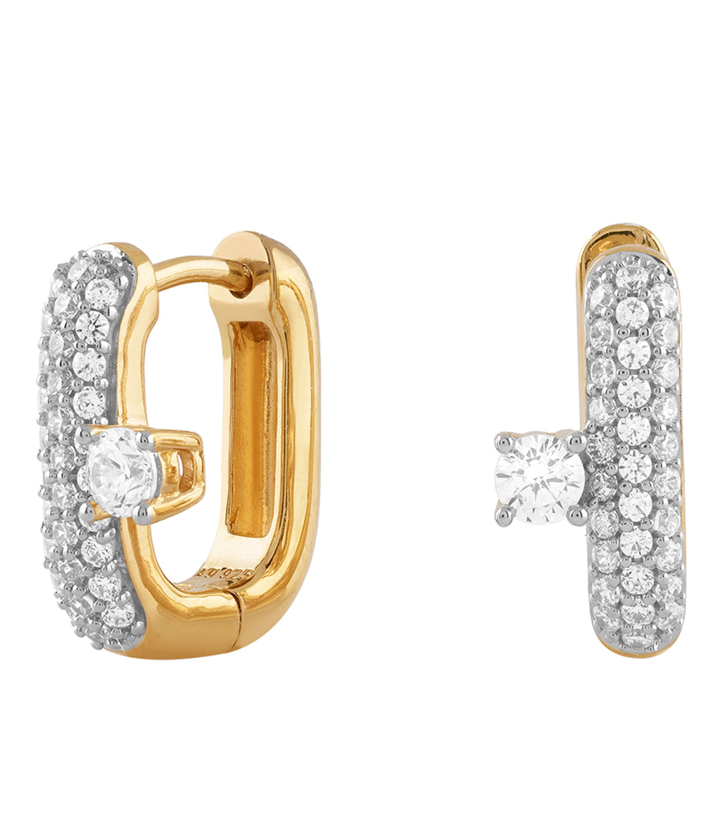 Guess Jewellery gold earrings showcased from a front angle, exhibiting an elegant and polished finish, ideal for fashion enthusiasts.