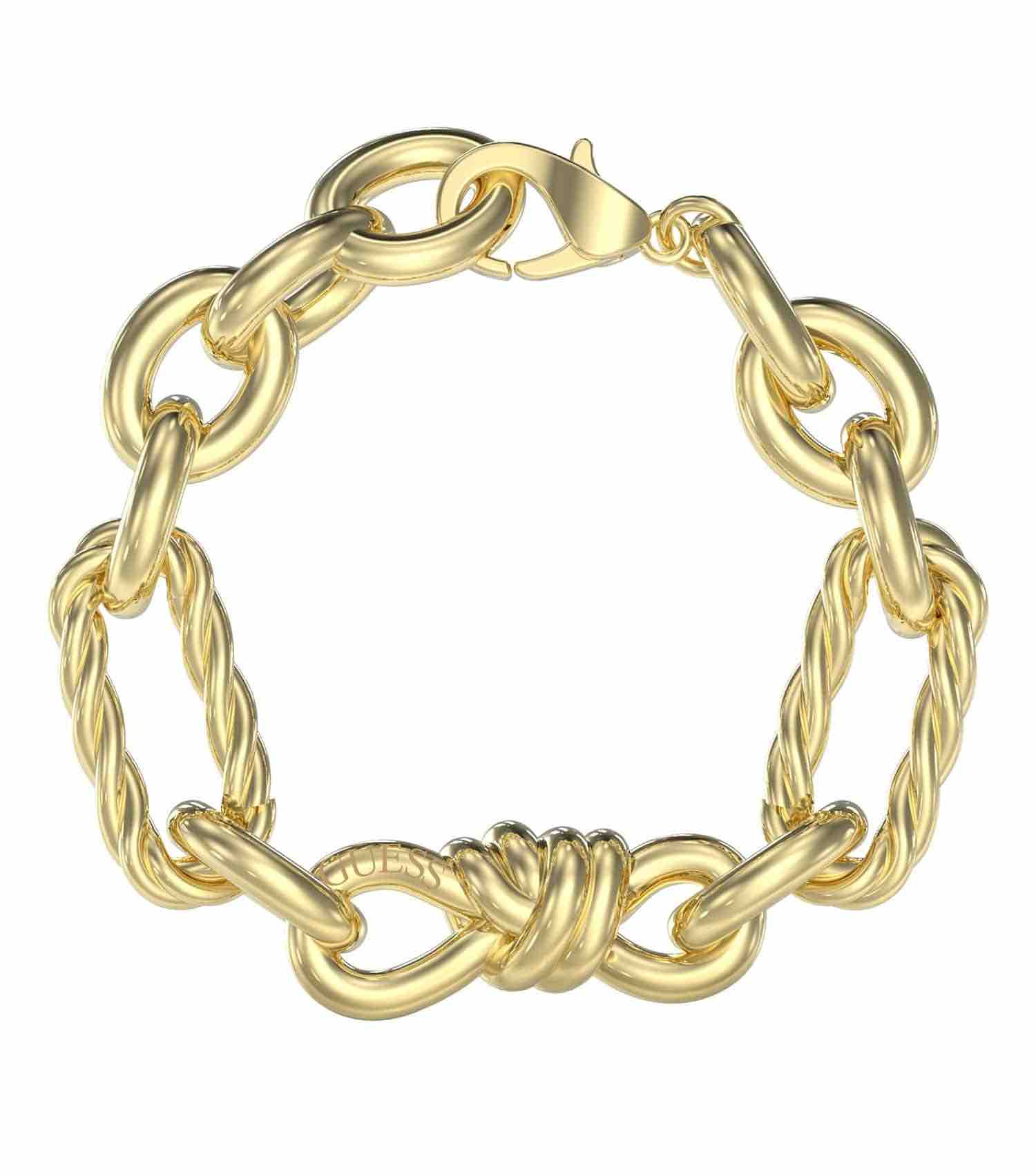 Guess Jewellery elegant gold bracelet, front angle; features intricate design and lustrous finish; perfect accessory for adding chic flair.