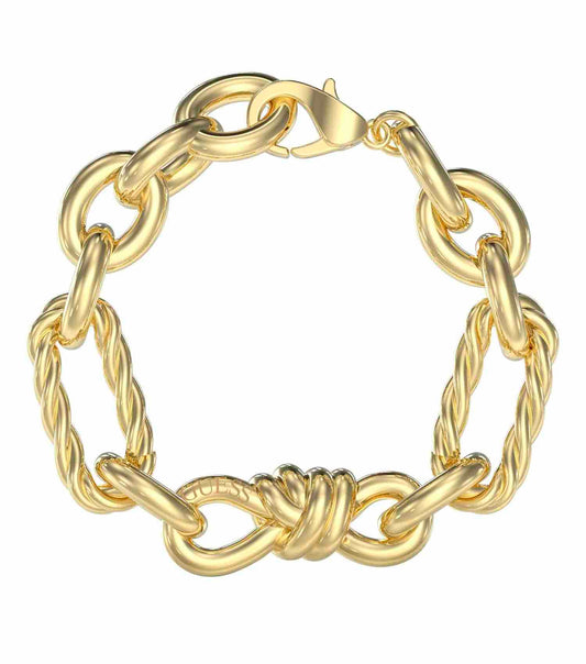 Guess Jewellery elegant gold bracelet, front angle; features intricate design and lustrous finish; perfect accessory for adding chic flair.