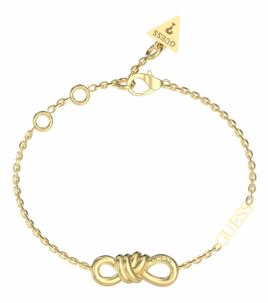 Guess Jewellery gold bracelet showcasing elegant design in side angle; luxurious single-color accessory for timeless style.