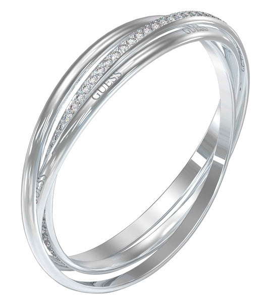 Elegant GUESS Jewellery bracelet in gold/silver color, elegantly displayed at a three-quarter angle, showcasing its sleek design.