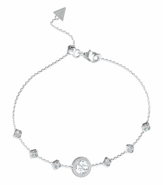 Elegant Guess Jewellery bracelet in gold/silver, showcasing a sleek one-size design from a side angle with polished finish.