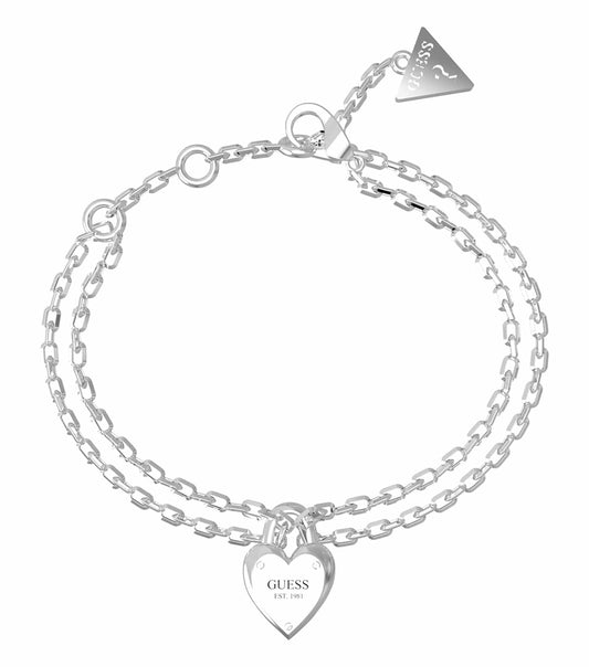 Elegant Guess Jewellery gold bracelet with delicate chain design, displayed at a slight angle, showcasing its shine.