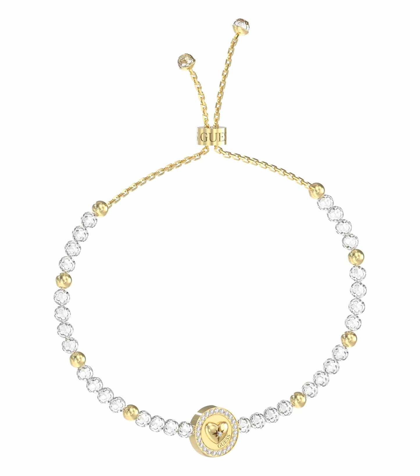 Women Guess Id Bracelet White Steel S