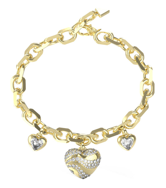 Silver color Guess Jewellery bracelet, side angle view, showcasing intricate design details and modern elegance in jewelry craftsmanship.
