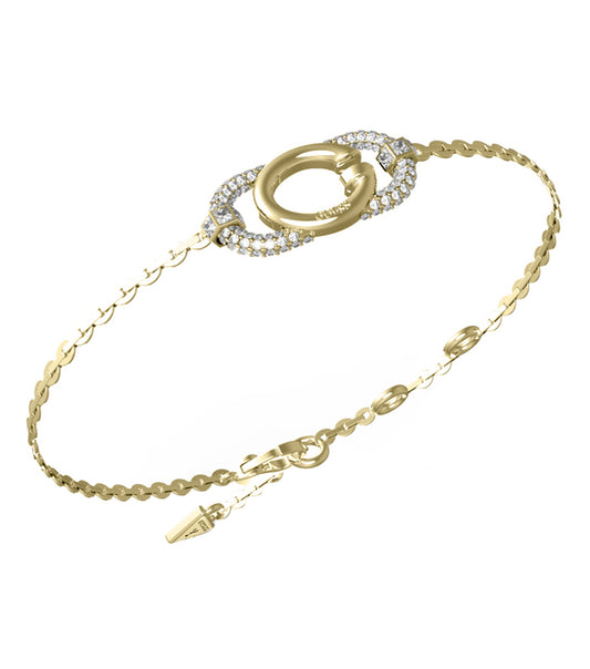 Elevate your style with the Guess Jewellery gold bracelet, featuring a sleek side angle showcasing its intricate design.