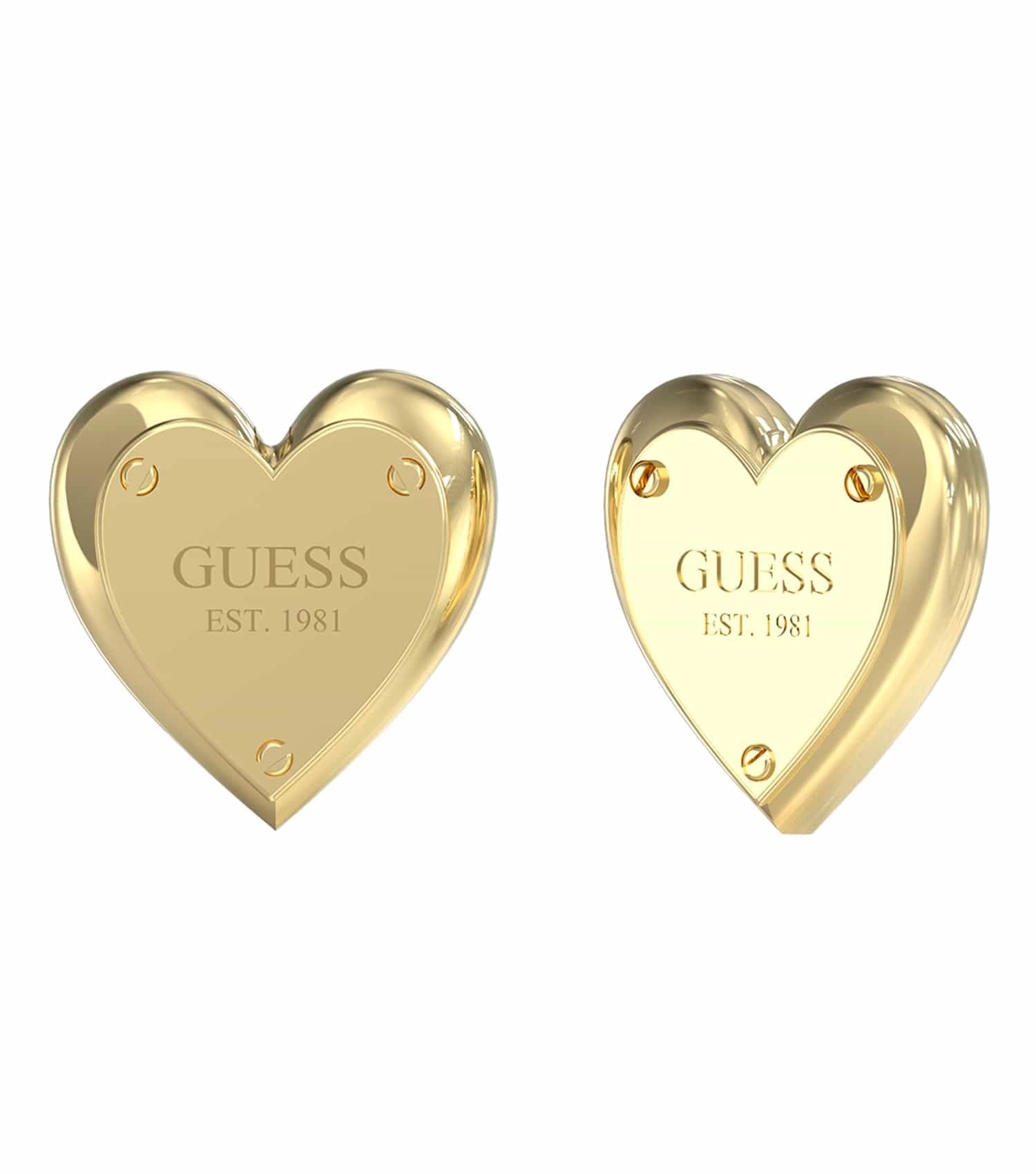 Women Guess Id Earrings Gold Steel Os