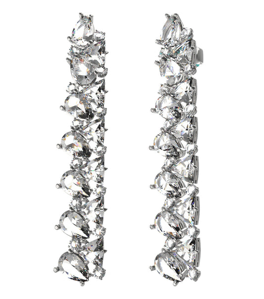 Silver Guess Jewellery earrings, one-size with sparkling details, showcased at an elegant angle for a luxurious look.