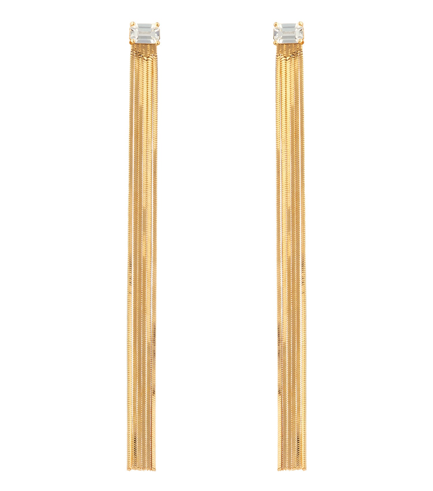 Gold-colored Guess Jewellery earrings elegantly displayed at a three-quarter angle, highlighting their sophisticated shine and design.