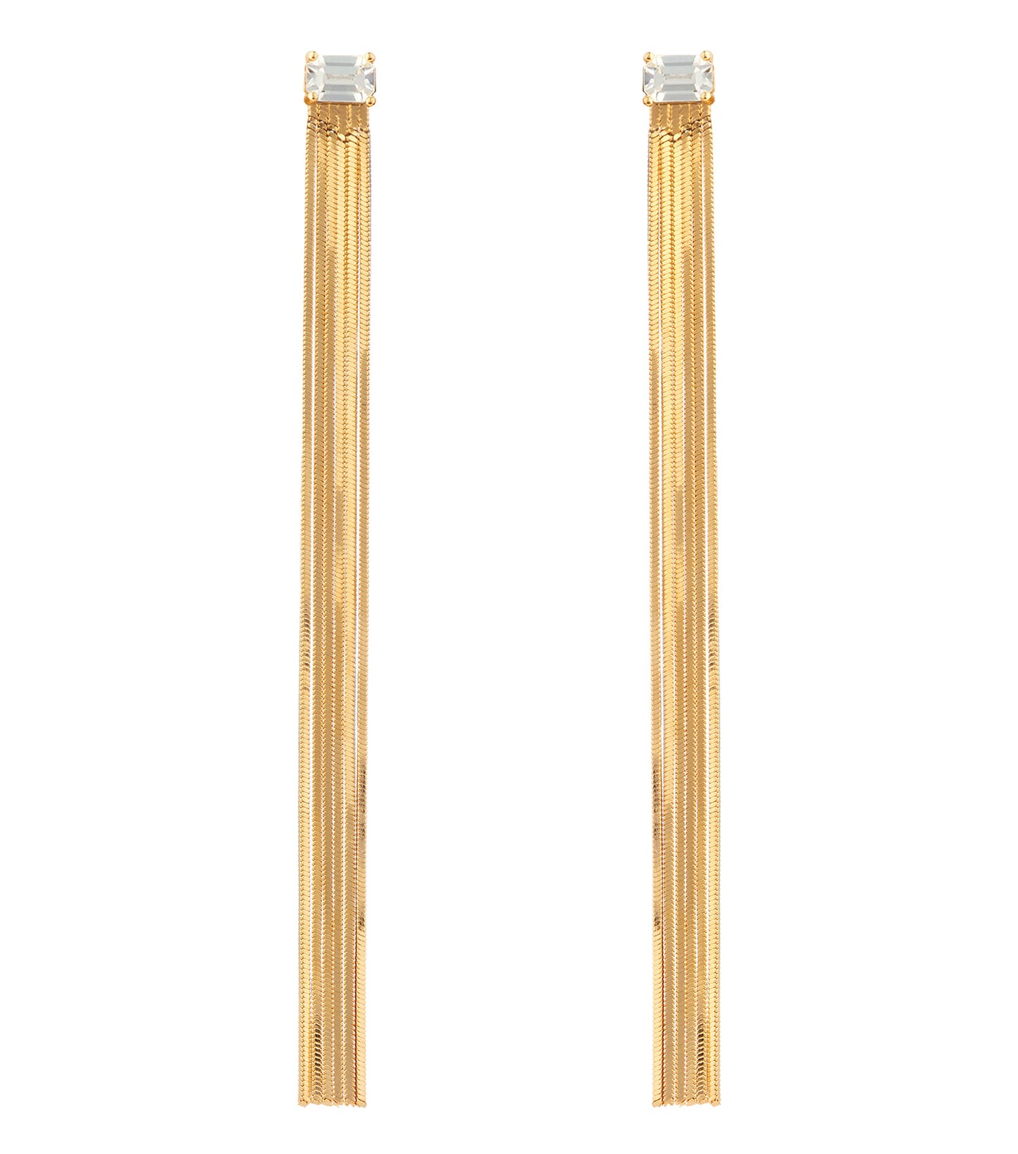 Gold-colored Guess Jewellery earrings elegantly displayed at a three-quarter angle, highlighting their sophisticated shine and design.