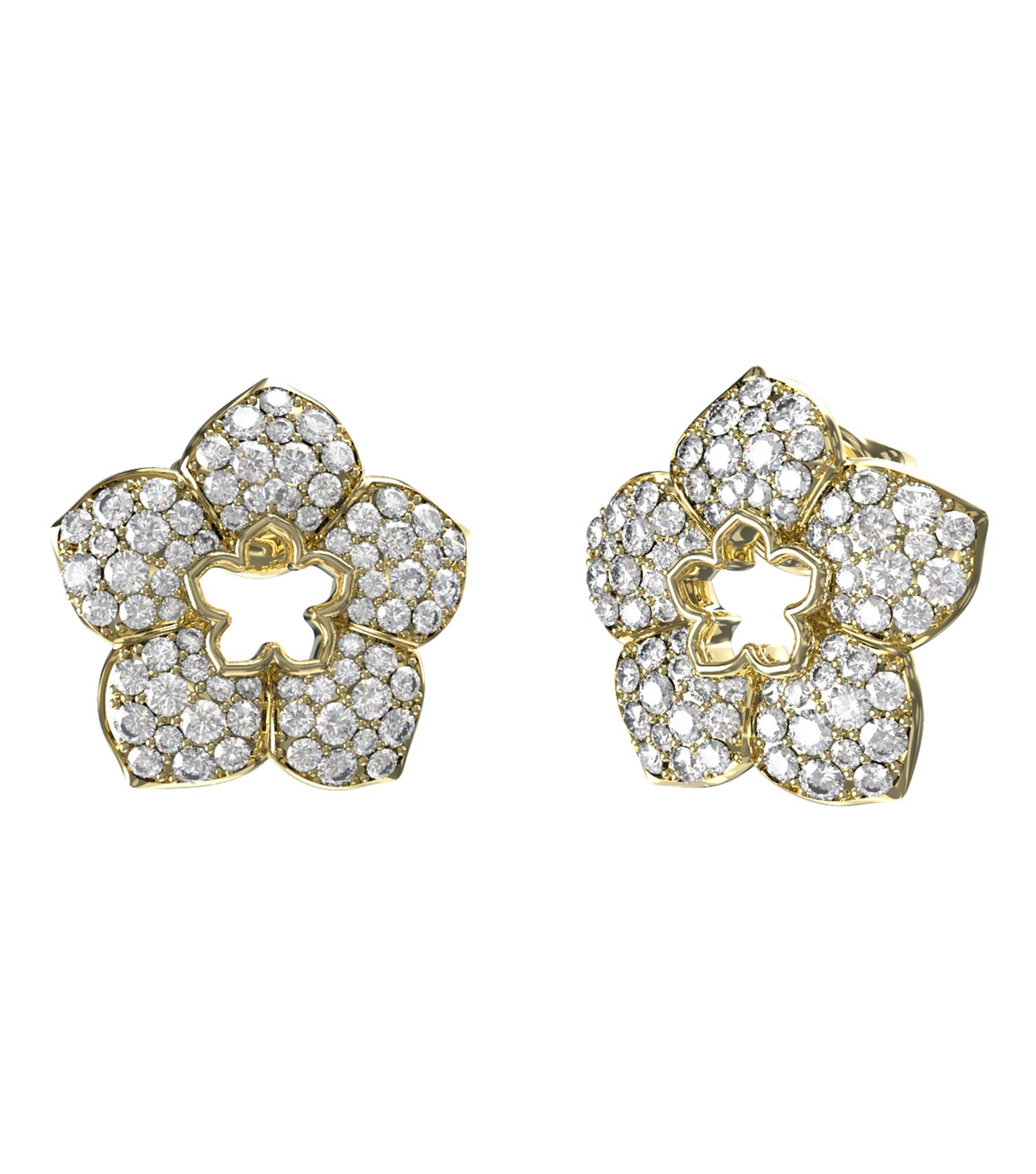 Guess Jewellery gold earrings with intricate texture, showcasing a front-facing angle, capturing elegance and style in every detail.