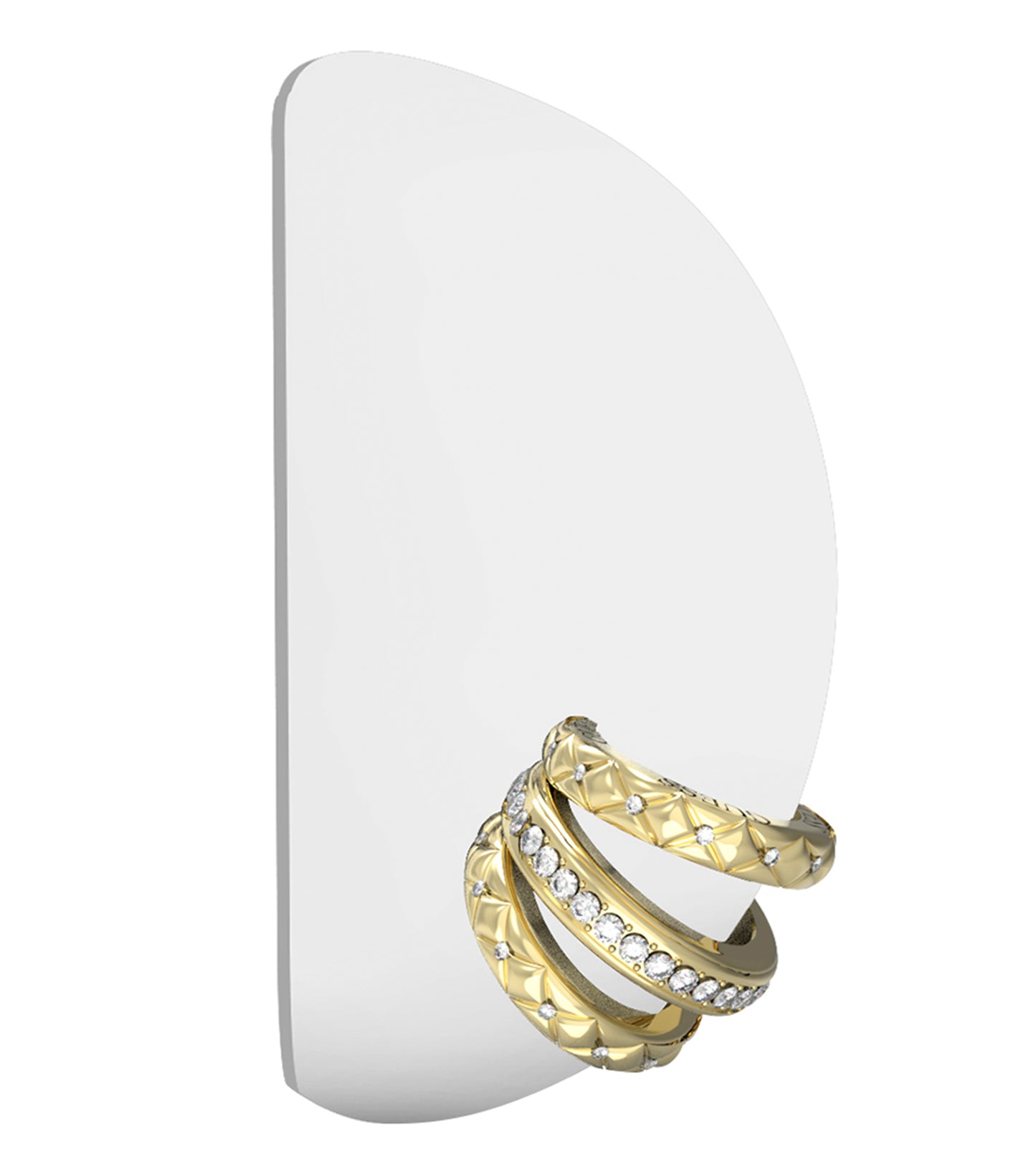 Gold Guess Jewellery earrings radiate elegance, showcasing a full frontal angle with intricate detailing and a polished finish.