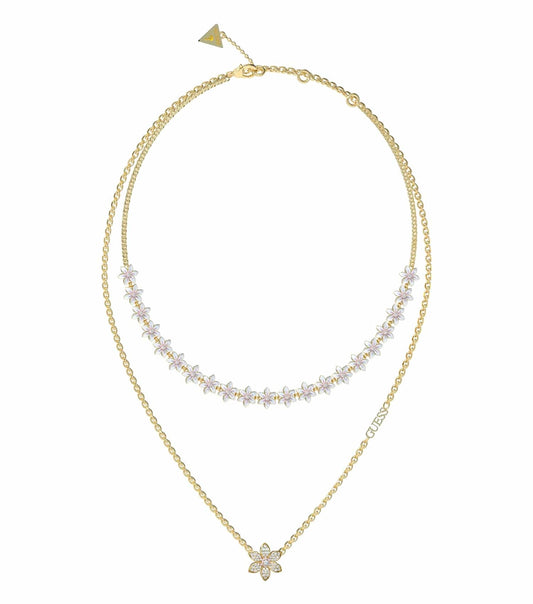 Gold Guess Jewellery necklace, elegantly displayed at a front-facing angle, showcasing its stunning craftsmanship and luxurious shine.