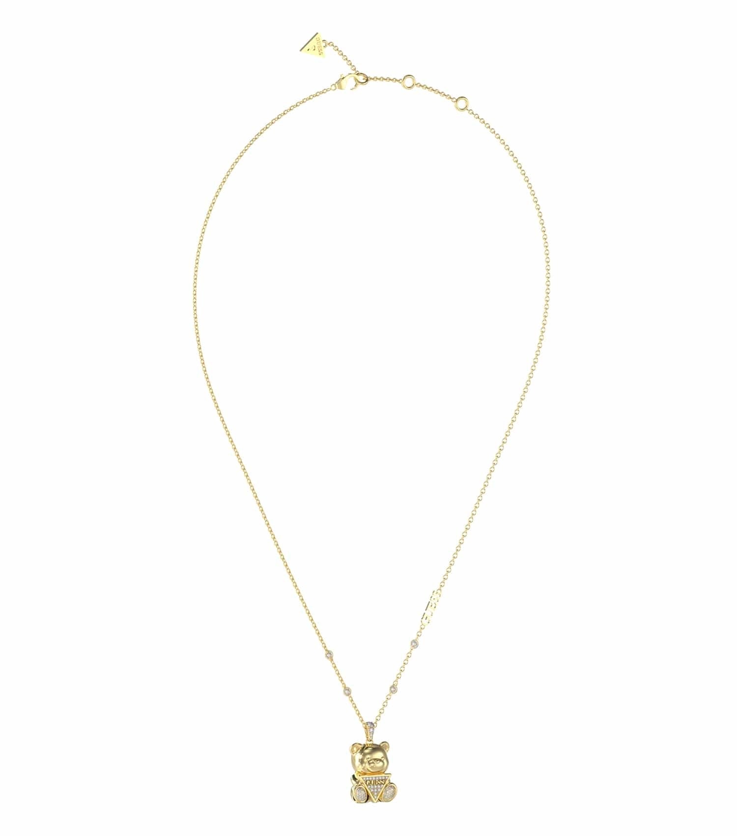 Elegant Guess Jewellery gold necklace showcasing intricate chain links, captured from a front angle, exuding timeless luxury.