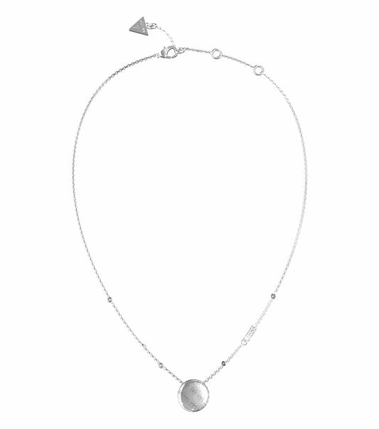 Gold Guess Jewellery necklace with a delicate chain, captured from a front angle, highlighting the brand's elegance and sophistication.