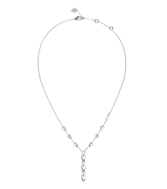 Silver Guess Jewellery necklace, shown from a slightly angled front view, showcasing its elegant and timeless design.