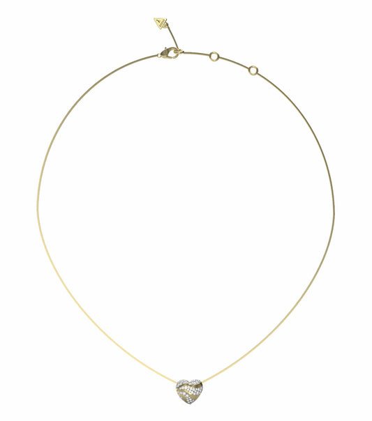 Elegant Guess Jewellery gold necklace with intricate details, featuring a front-facing angle showcasing its sophisticated design.