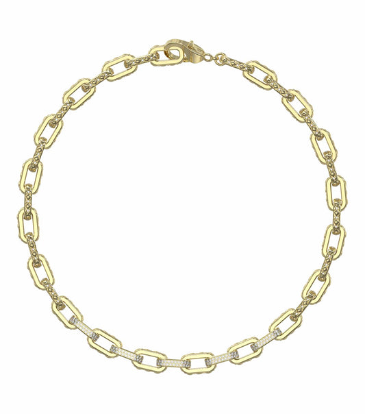Guess Jewellery gold necklace with a sleek design captured at a slight angle, showcasing its elegant chain and charm details.