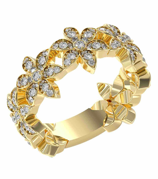 Elegant Guess Jewellery gold ring, intricate design captured from a top angle, showcasing its lustrous shine and stylish allure.