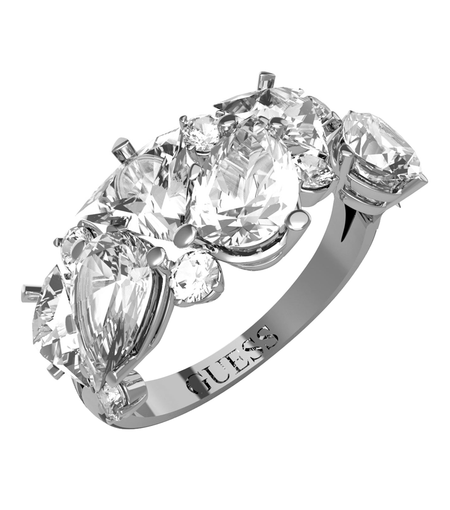 Women Guess Id Ring Silver 52mm
