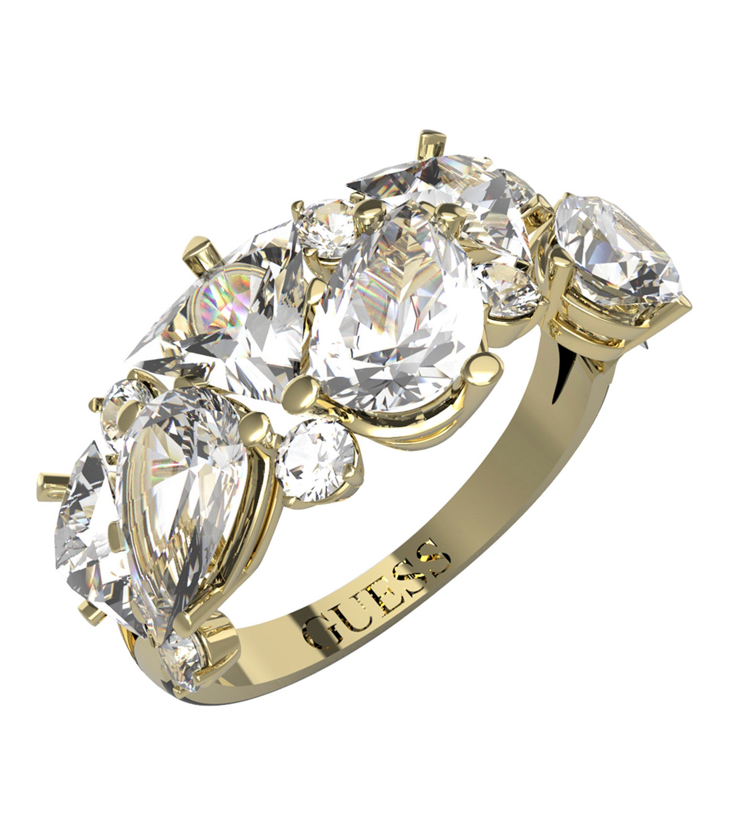 Women Guess Id Ring Silver 52mm