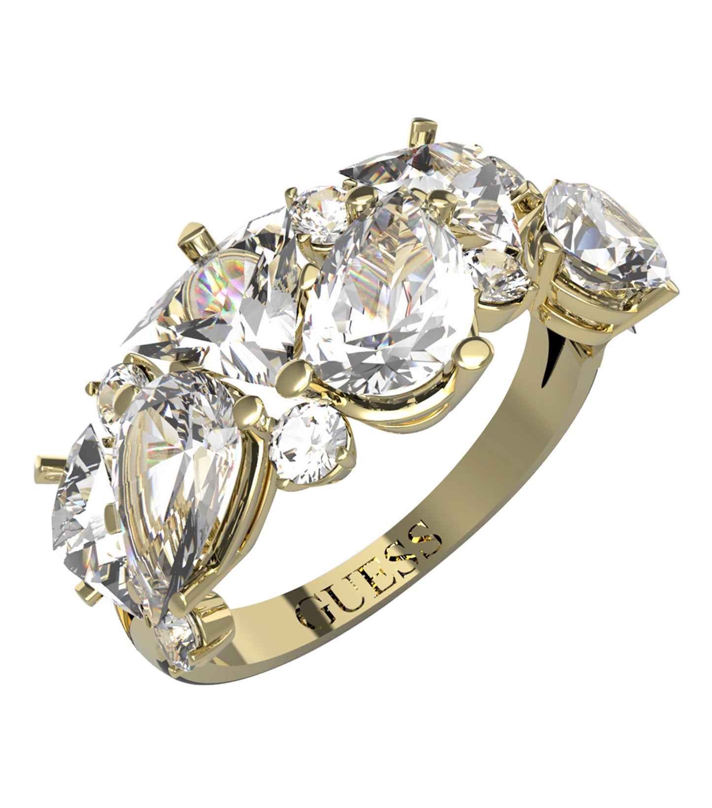 Women Guess Id Ring Silver 52mm