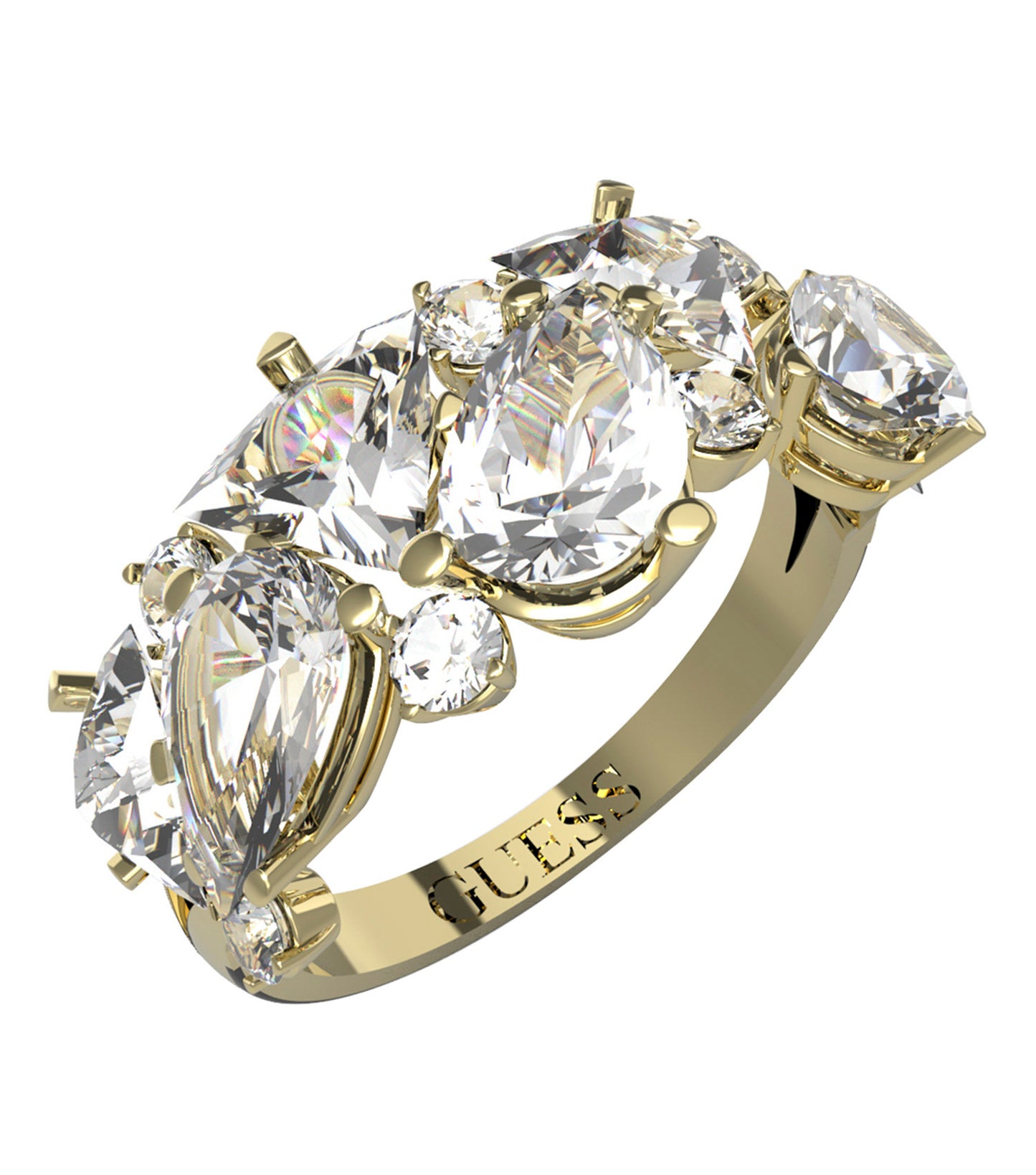 Women Guess Id Ring Silver 52mm