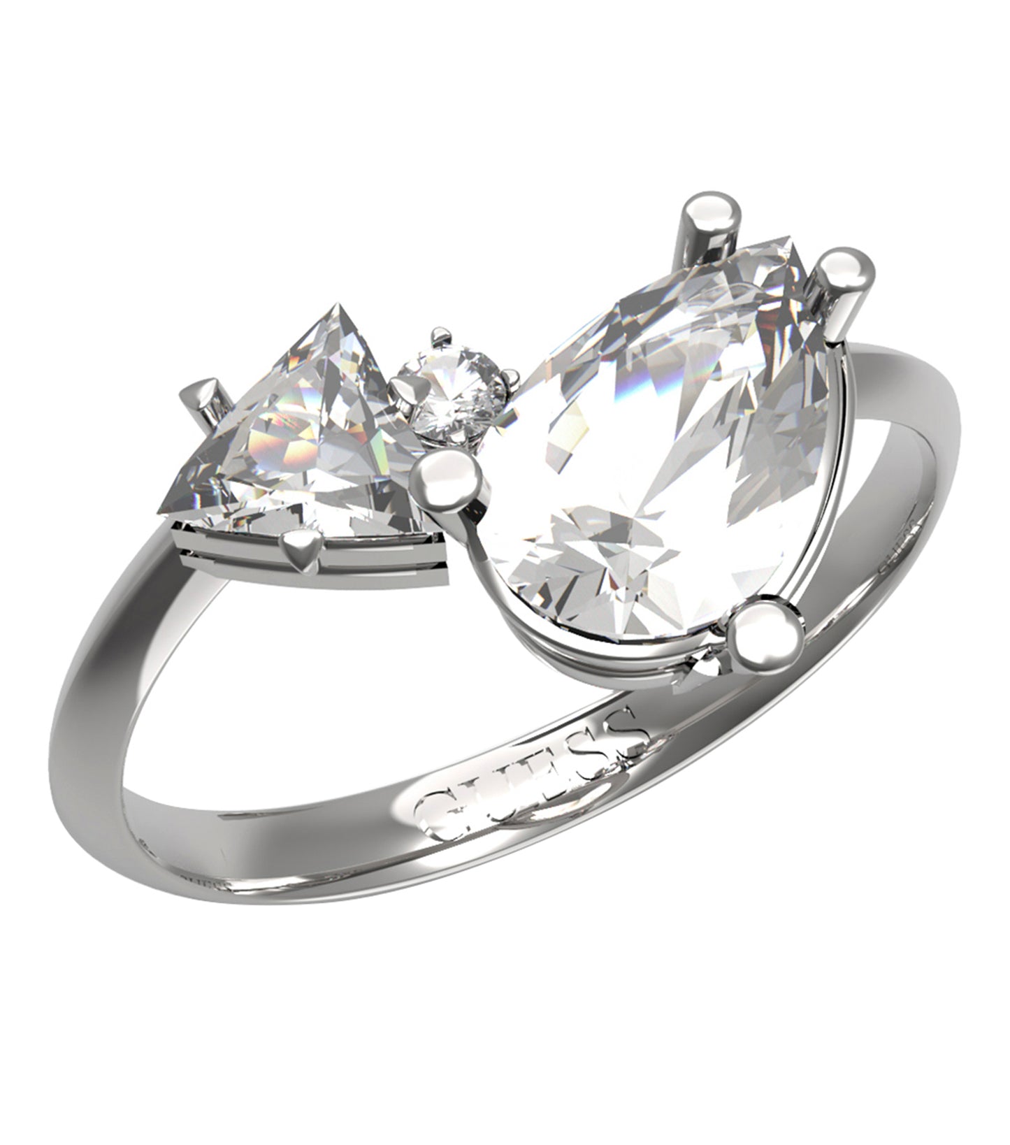 Women Guess Id Ring Silver 50mm