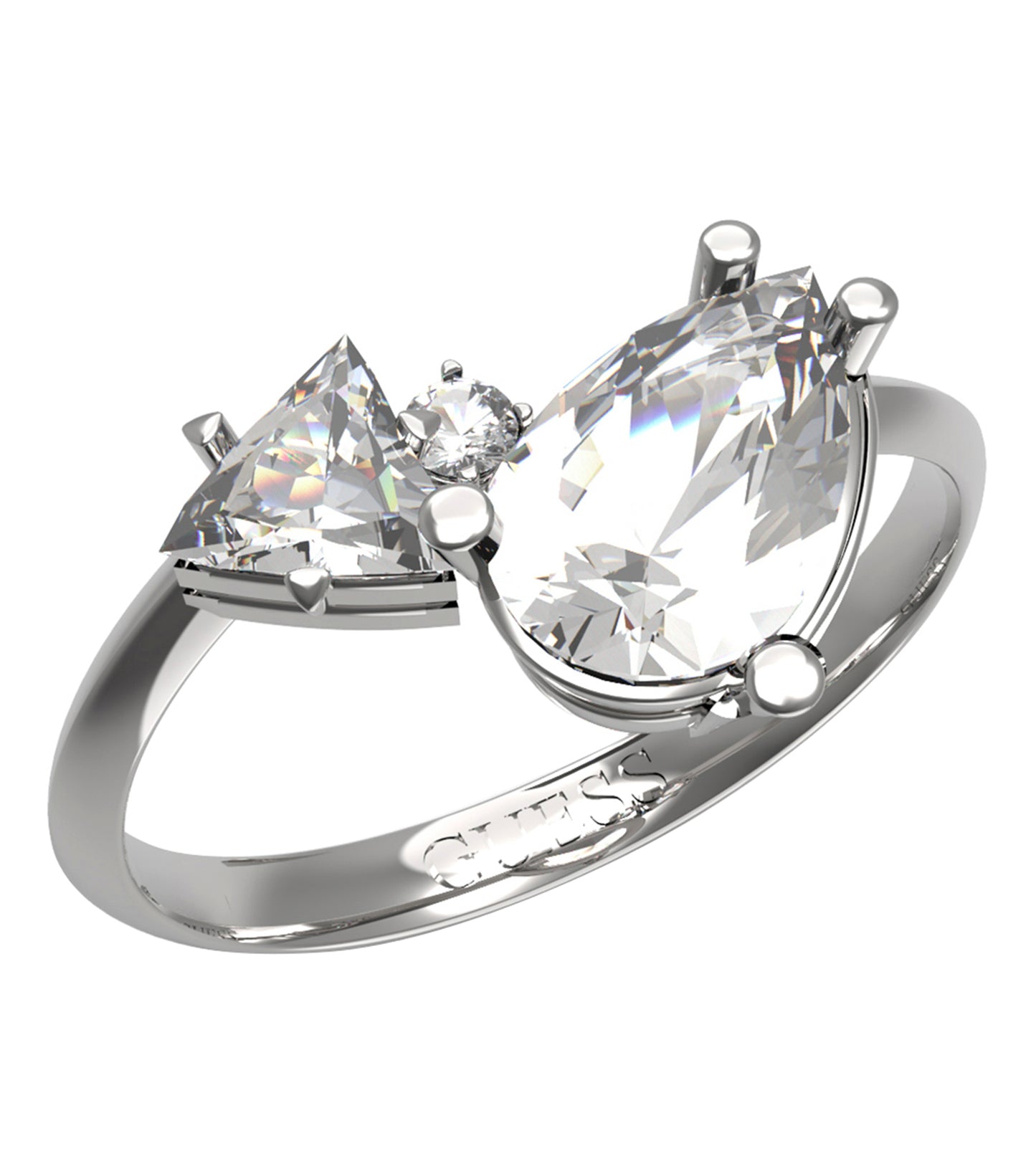 Women Guess Id Ring Silver 50mm