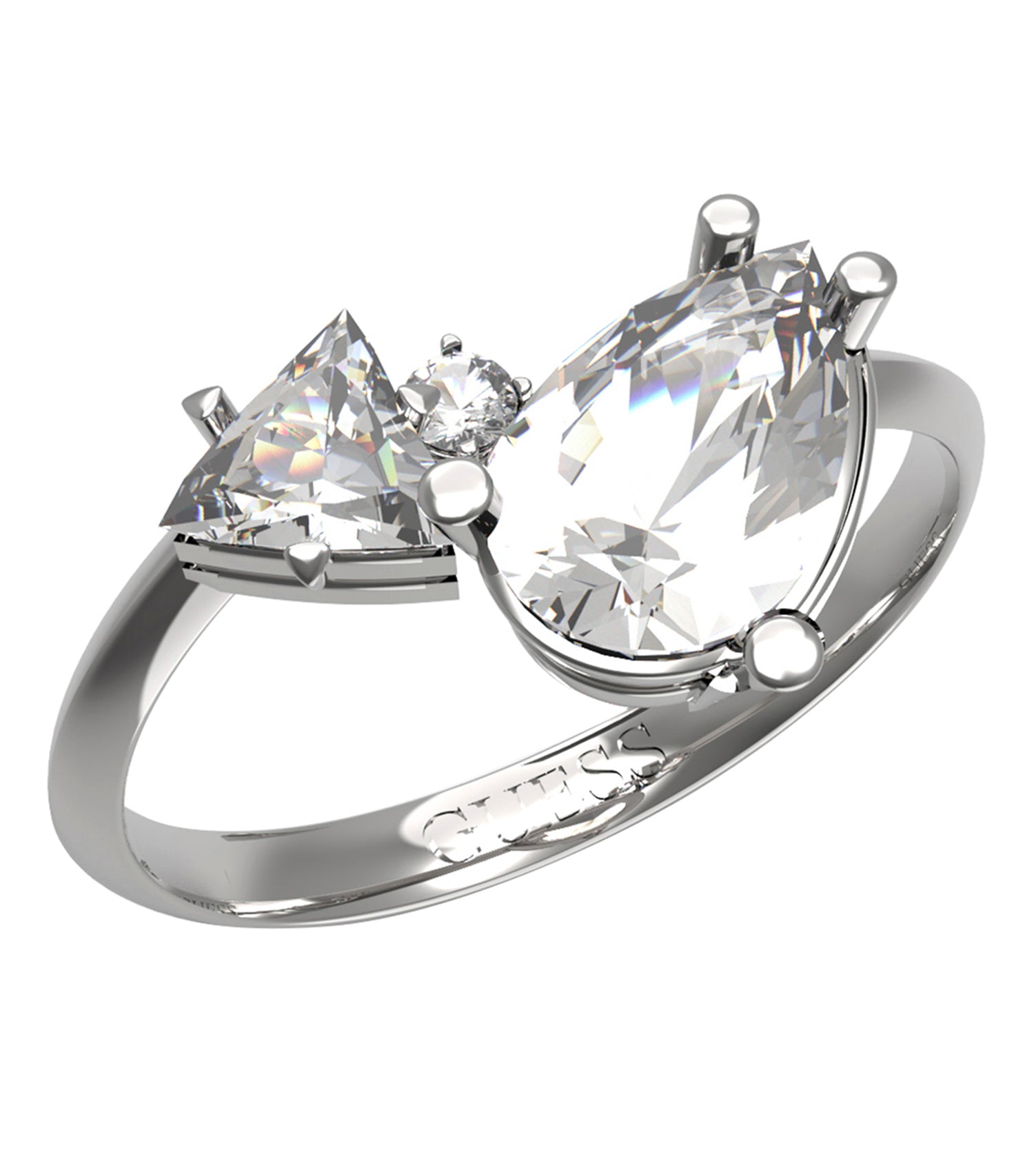 Women Guess Id Ring Silver 50mm